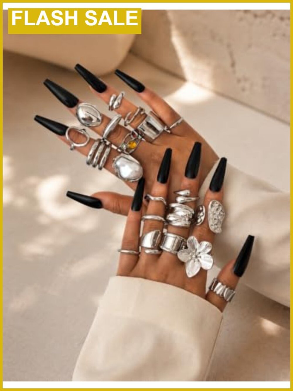 20pc Gold Plated Stacking Rings Set Chunky Boho Flower Statement Rings - Picture 5 of 6